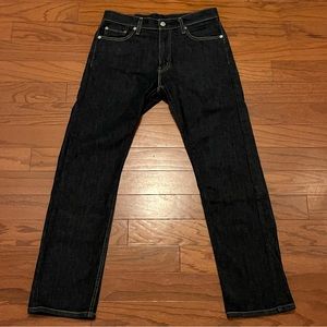 New Levi 513 Slim Straight Jeans Navy Blue with Yellow Stitching (30x30)